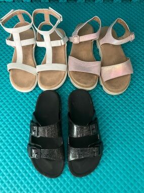 CAT & JACK and Other Big Girls Sandals | Bundle of Three Pairs | 12-13